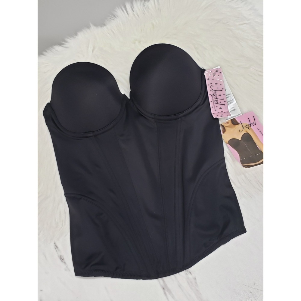 NEW 36B Jezebel 32533 Strapless Bridal Bustier Bra Black CORSET push up